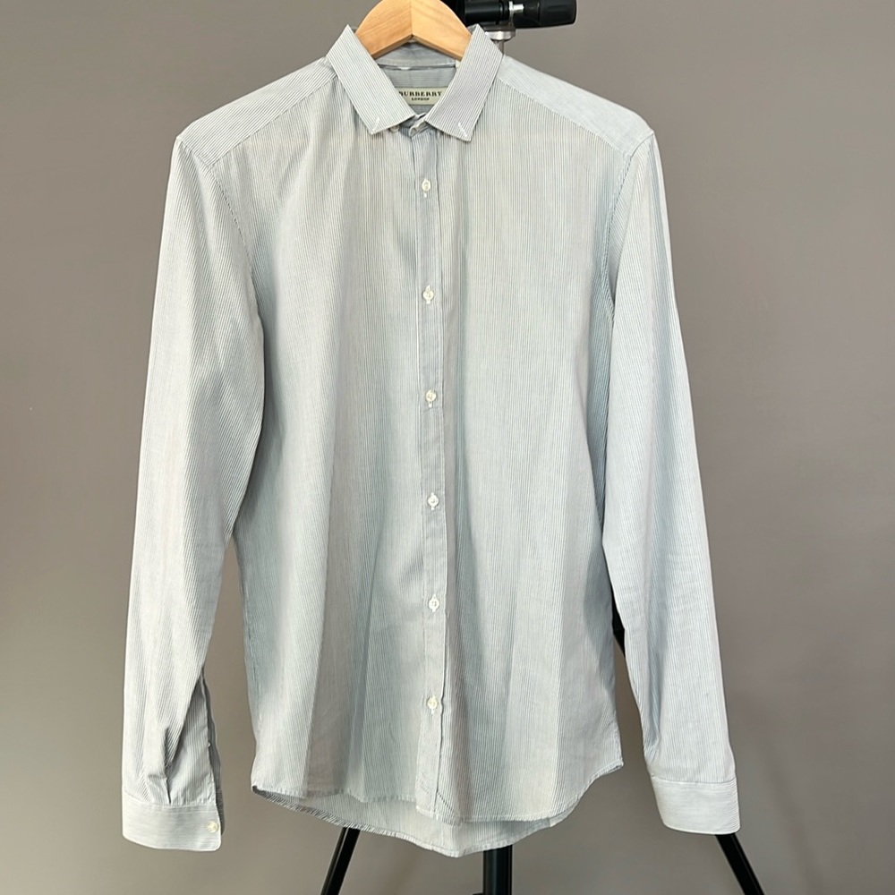 Burberry Striped Dress Shirt Tailored 39 15.5